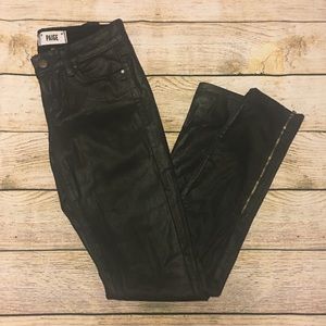 PAIGE black coated zipper ankle jean Sz 24